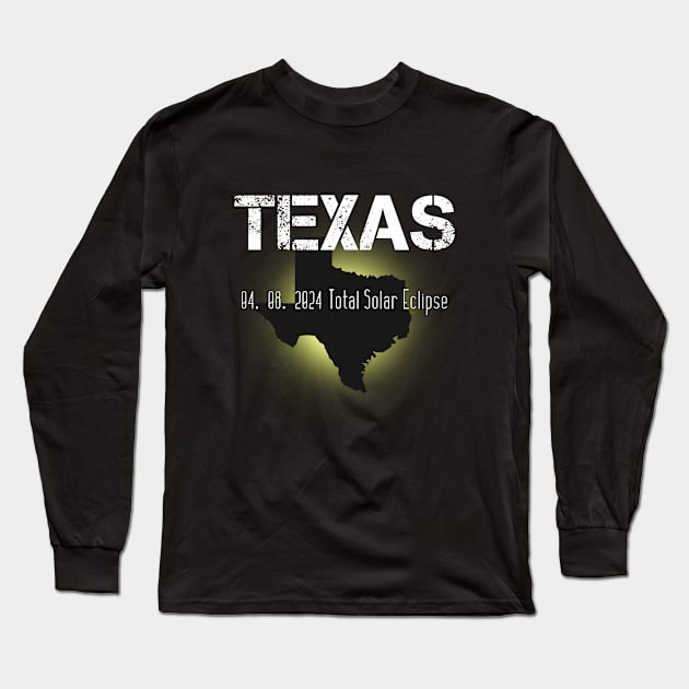 Texas Eclipse 2024 Long Sleeve T-Shirt by poppoplover